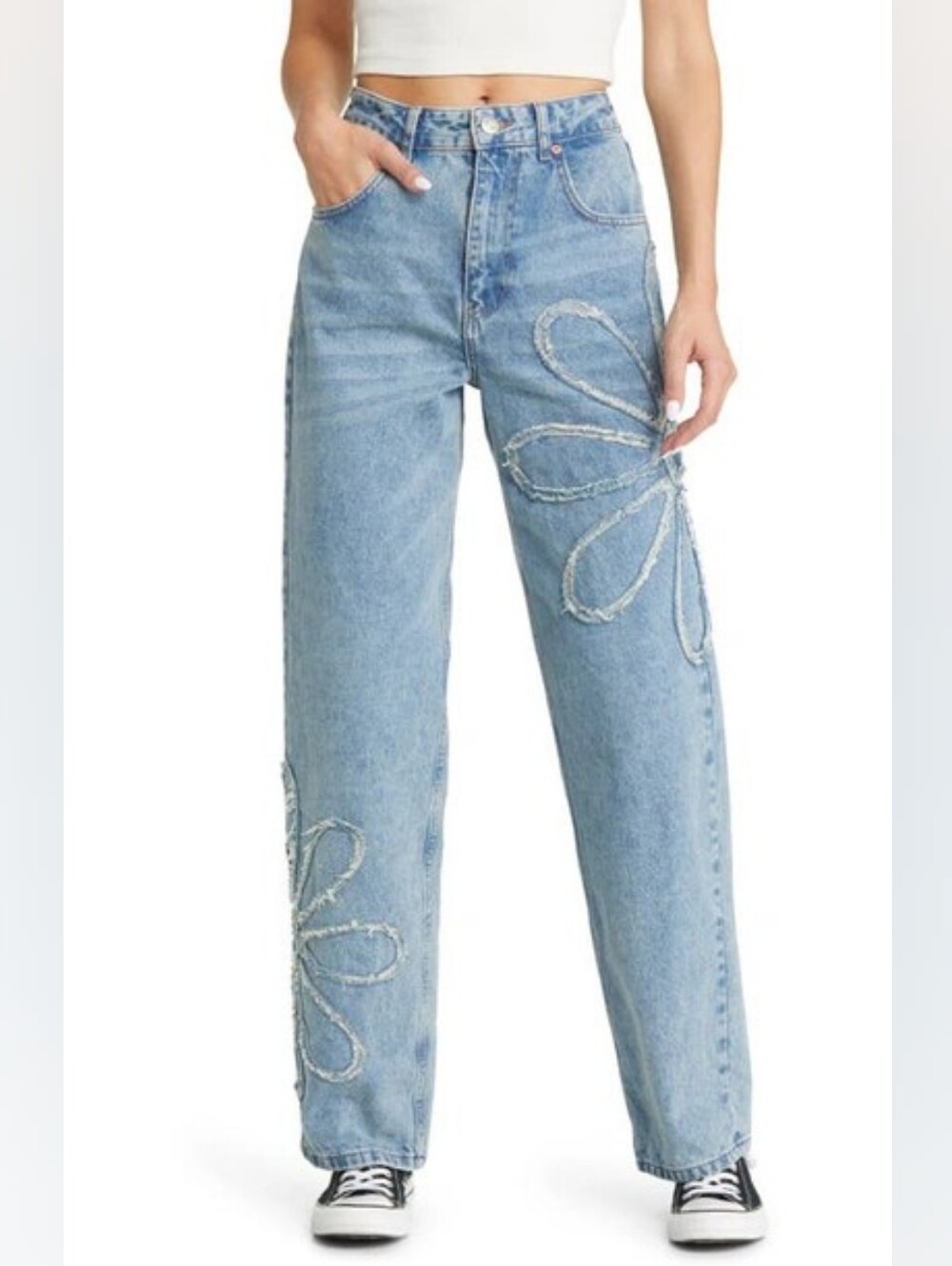 Urban Outfitters BDG Patchwork Flower Boyfriend Jeans High Rise Women W36